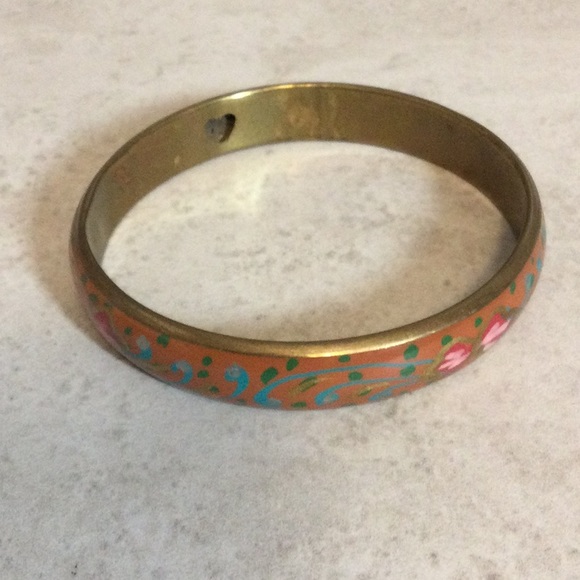 Enamel painted boho gold bangle bracelet - Picture 8 of 10